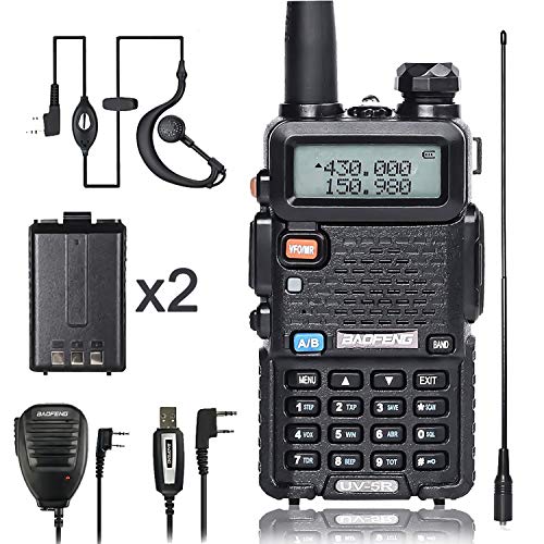 BaoFeng Walkie Talkie UV-5R Dual Band Two Way Radio with one more 1800mAh UV5R Battery one Hand Mic and one TIDRADIO 771 Antenna Baofeng Radio Ham radio